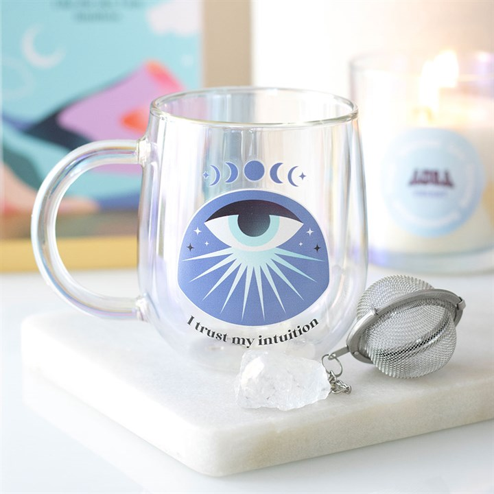 Intuition Glass Mug with Aura Crystal Tea Infuser, image 1 of 7