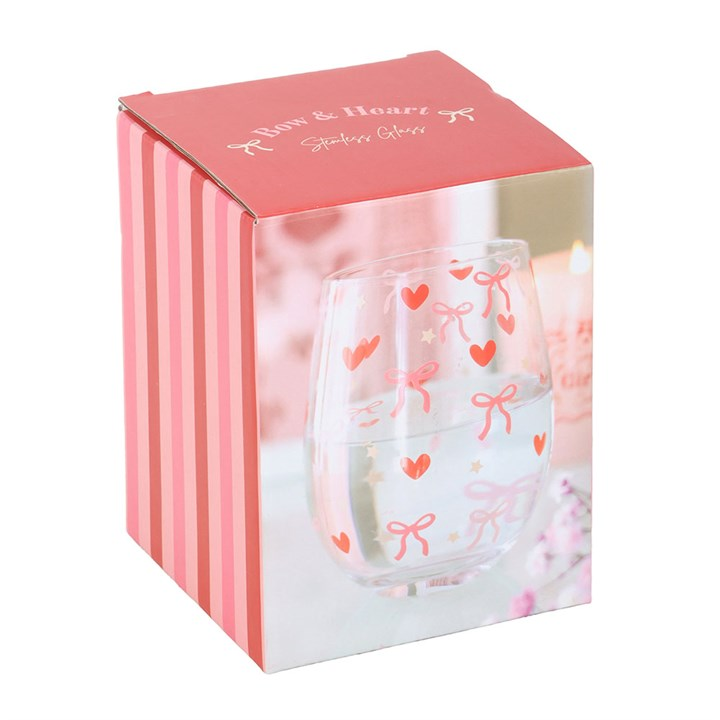 Bow and Heart Print Stemless Glass, image 4 of 4