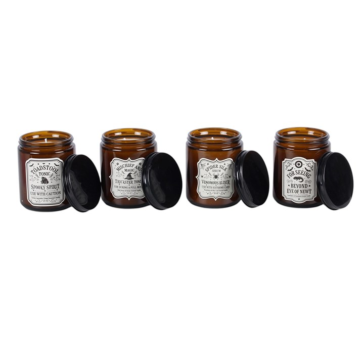 Set of 4 Witch's Apothecary Amber Jar Candles, image 3 of 4