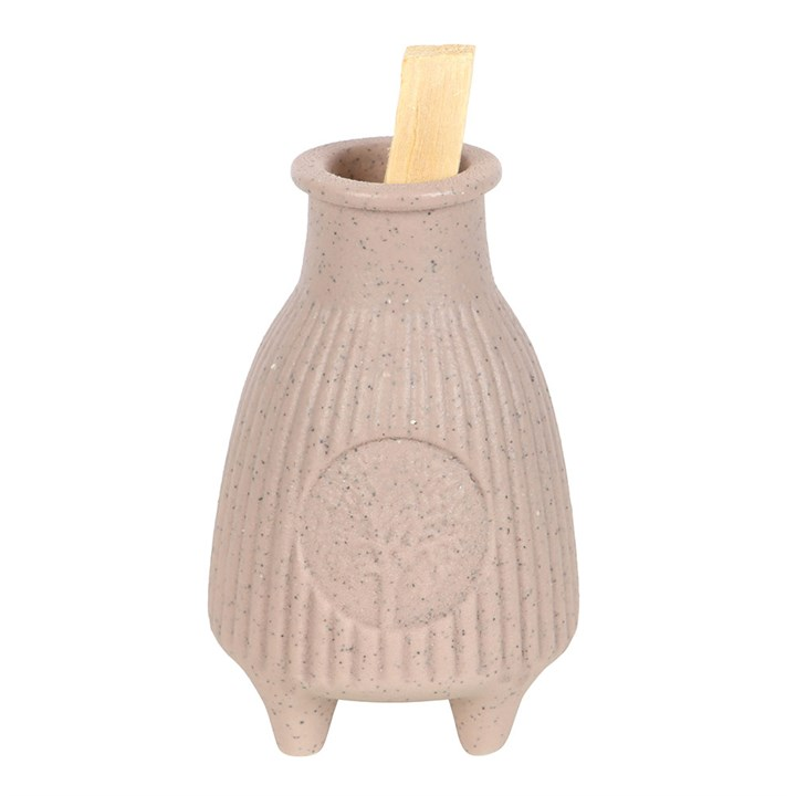 Greige Ribbed Palo Santo Burner, image 1 of 6