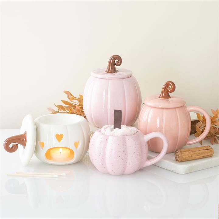 Pink Curly Pumpkin Lidded Mug, image 6 of 6