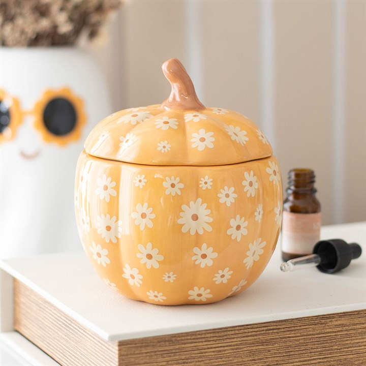 Groovy Floral Pumpkin Oil Burner, image 1 of 5