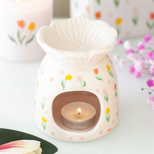Tulip Print Oil Burner and Wax Warmer, image 1 of 5