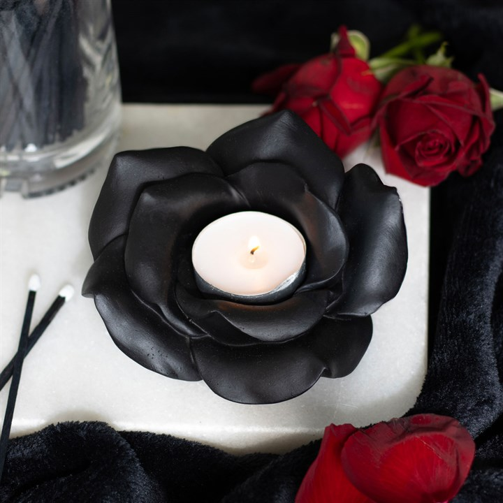 Black Rose Resin Tealight Candle Holder, image 5 of 6