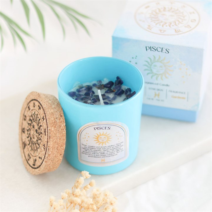 Pisces Gardenia Gemstone Zodiac Candle, image 6 of 6