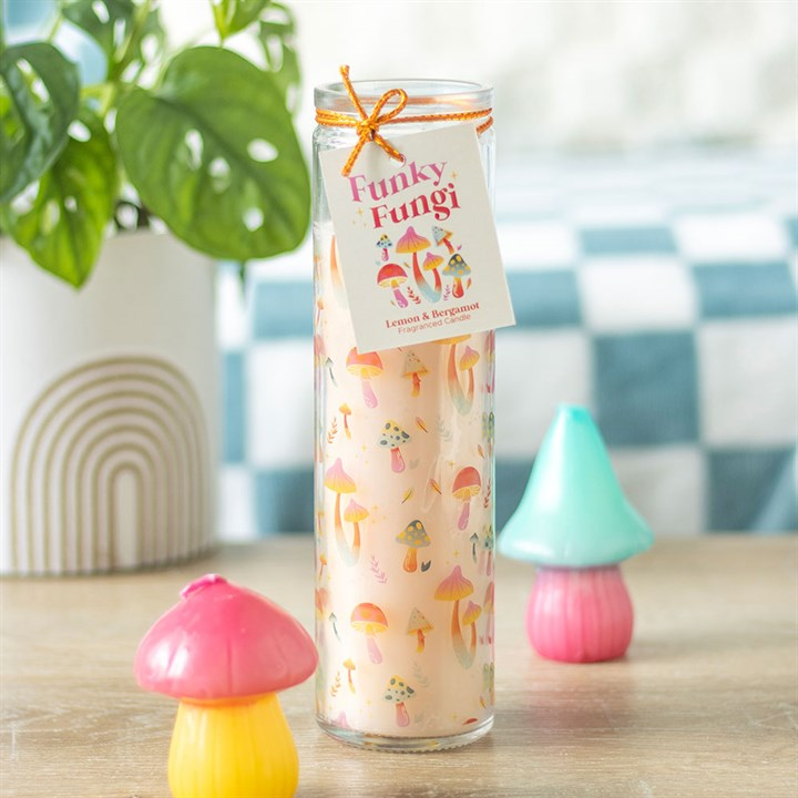 Funky Fungi Mushroom Print Tube Candle, image 1 of 3