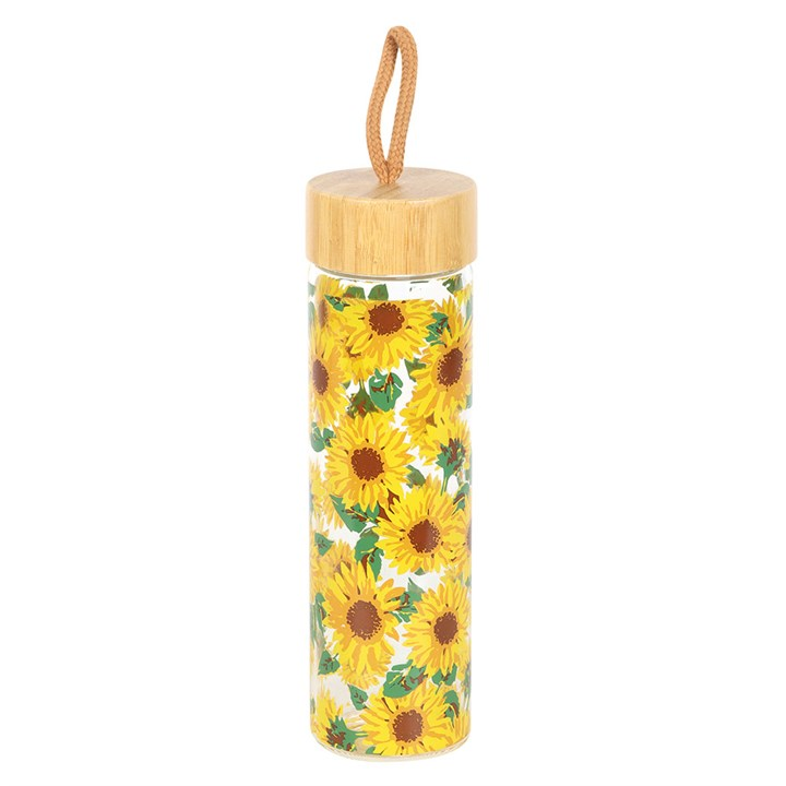 Sunflower Print Glass Water Bottle, image 2 of 5
