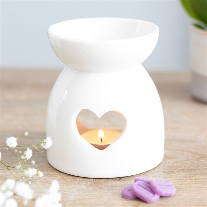 White Heart Cut Out Oil Burner, image 1 of 2