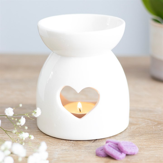 White Heart Cut Out Oil Burner, image 1 of 2