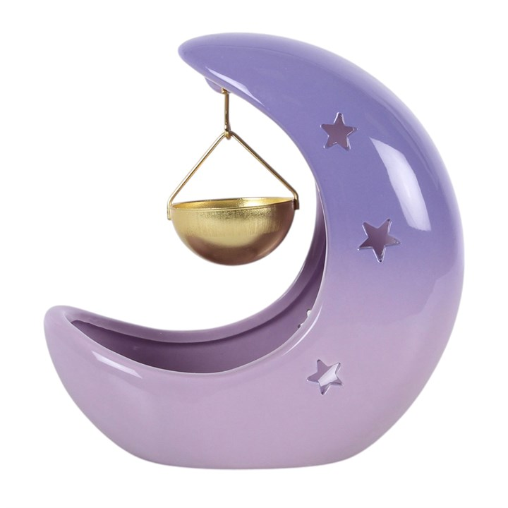 Purple Pastel Crescent Moon Hanging Oil Burner, image 5 of 6