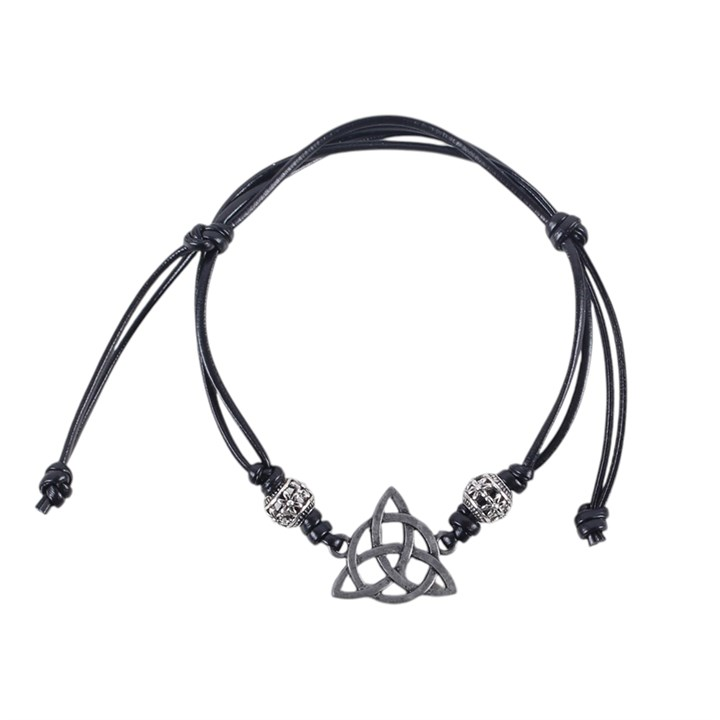 Black Celtic Triquetra Knot Cord Bracelet, image 4 of 5