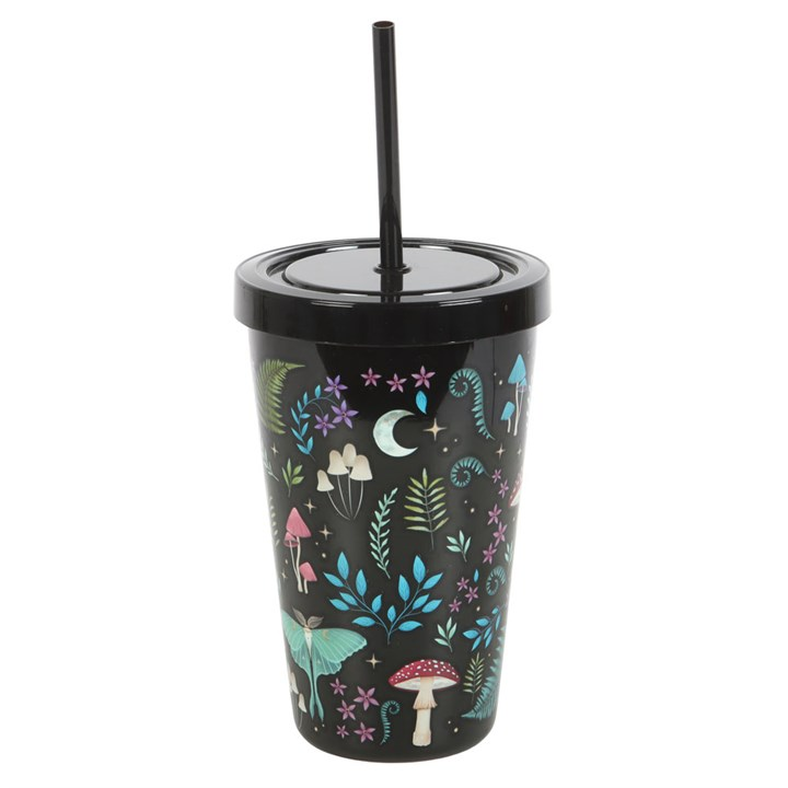 Dark Forest Print Plastic Tumbler with Straw, image 3 of 3