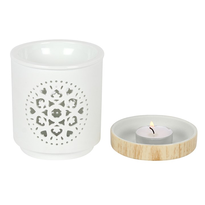White Mandala Cut Out Oil Burner, image 3 of 4