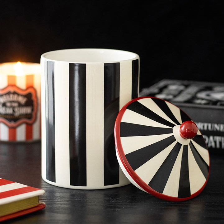 Black Striped Circus Tent Storage Jar, image 3 of 6
