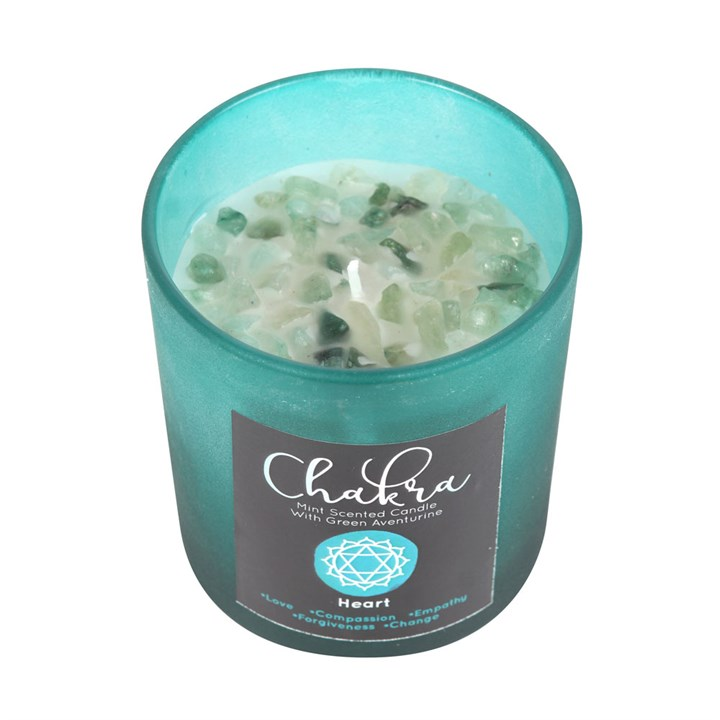 Heart Chakra Mint Crystal Chip Candle, image 1 of 5