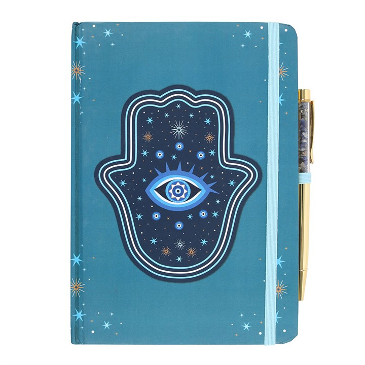 Hand of Hamsa A5 Notebook with Crystal Chip Pen, image 2 of 5
