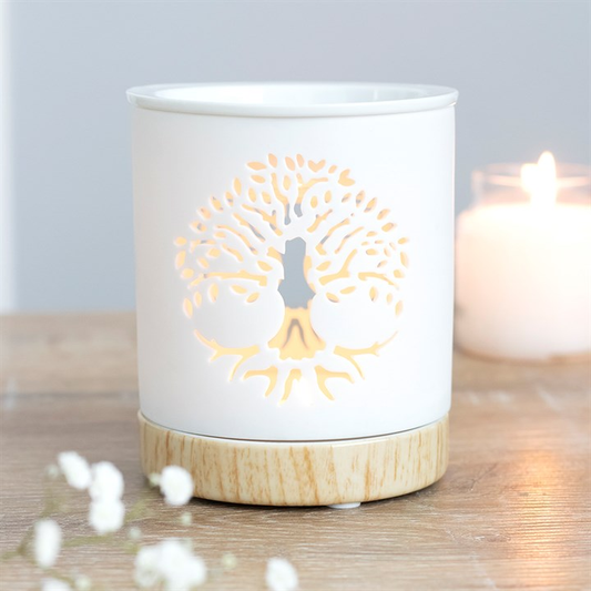 White Tree of Life Cut Out Oil Burner, image 1 of 4
