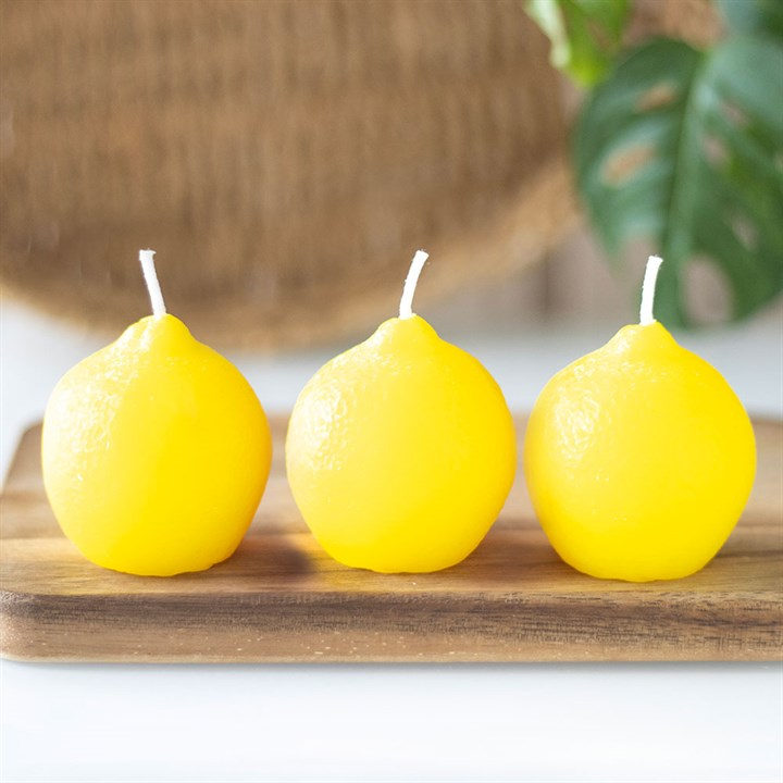 Set of 3 Lemon Shaped Candles, image 1 of 4