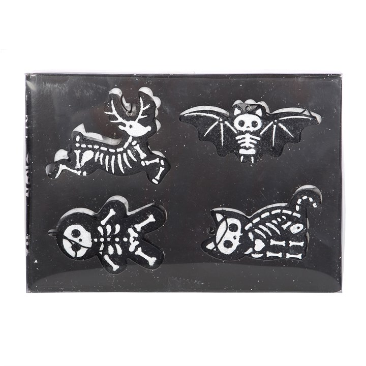 Set of 4 Black Creepy Skeleton Cookie Ornaments, image 4 of 5