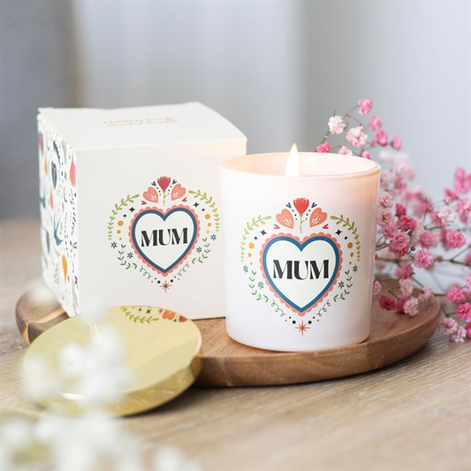 Mum Folk Heart French Tulip Candle, image 1 of 5
