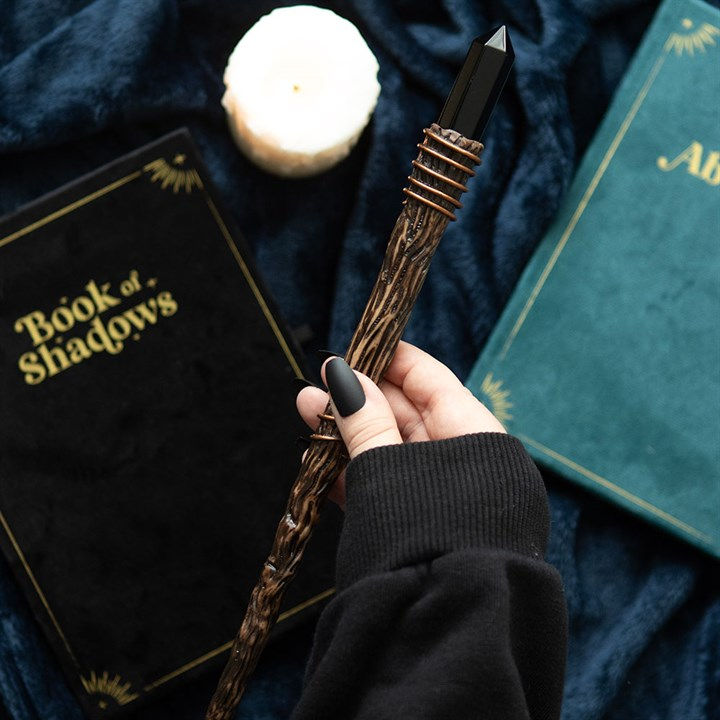 Thin Protection Black Obsidian Crystal Wand, image 1 of 4