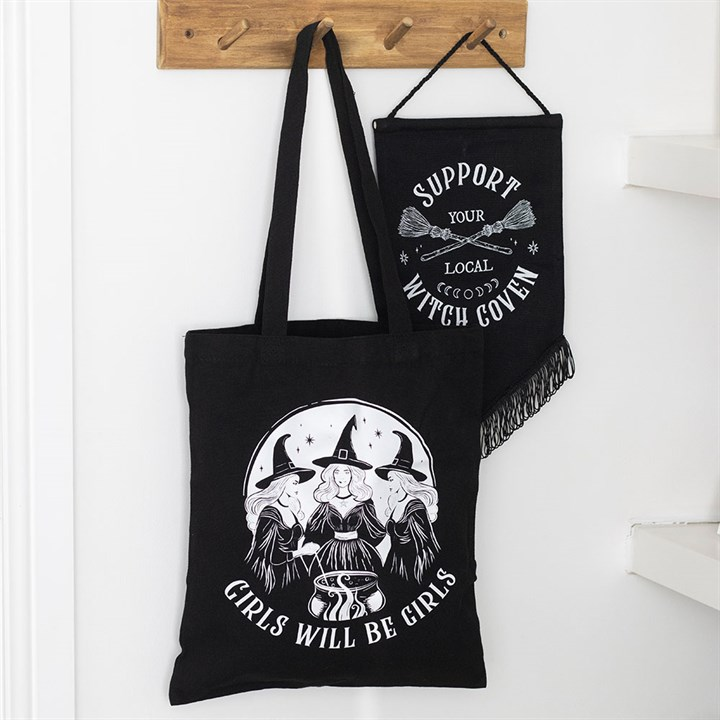 Girls Will Be Girls Witchy Polycotton Tote Bag, image 1 of 4