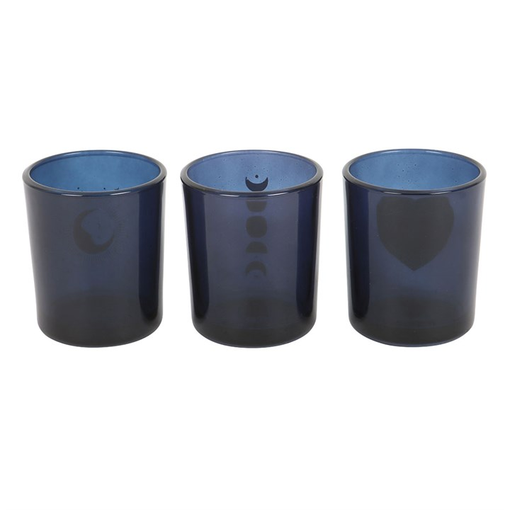 Set of 3 Blue Moon Votive Candle Holders, image 4 of 4
