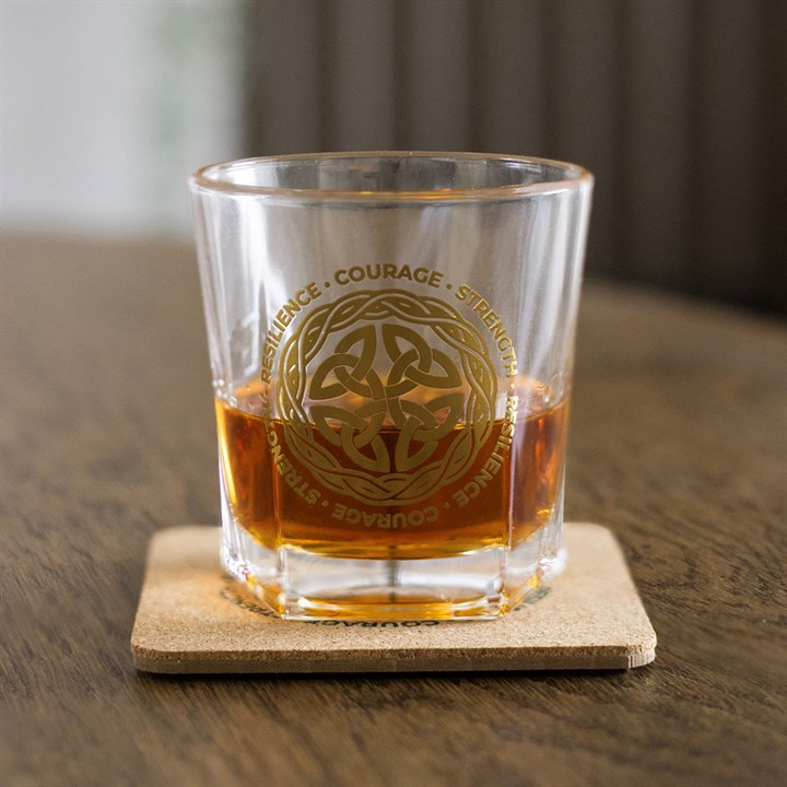 Celtic Shield Knot Lowball Glass with Coaster, image 2 of 6