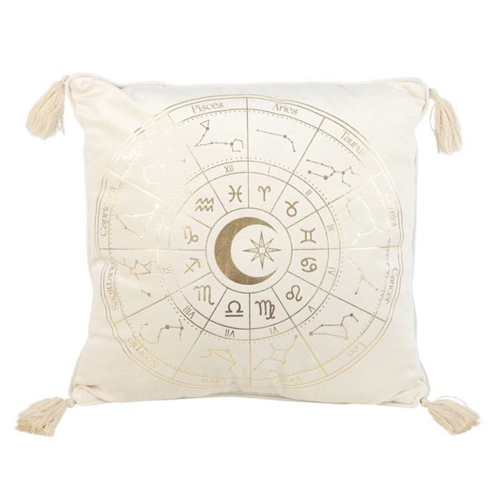 Off White Astrology Wheel Cushion, 35cm Square, image 1 of 5