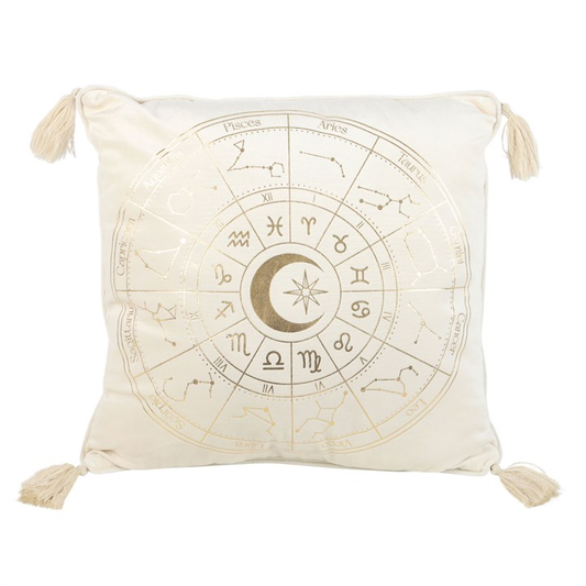 Off White Astrology Wheel Cushion, 35cm Square, image 1 of 5