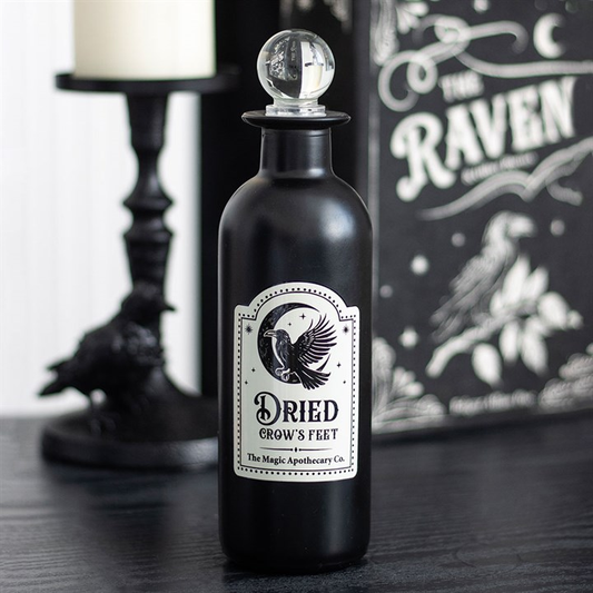 Dried Crow's Feet Decorative Glass Potion Bottle, image 1 of 5