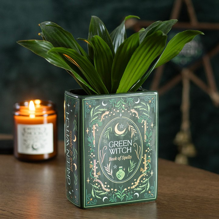 Green Witch Book Shaped Vase, image 2 of 6