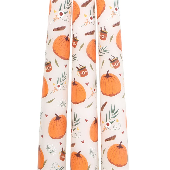Set of 3 Pumpkin Taper Candles, image 4 of 4