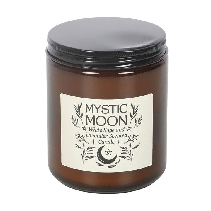 Mystic Moon Sage & Lavender Amber Glass Candle, image 3 of 6