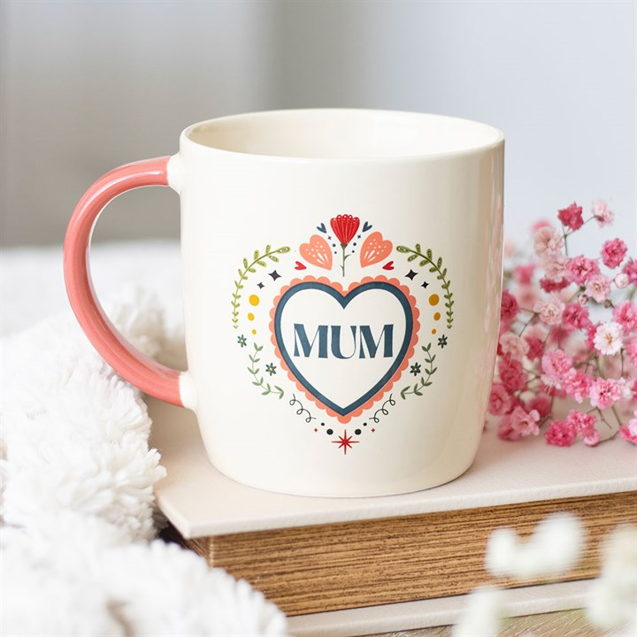 Mum Folk Heart Mug, image 1 of 5