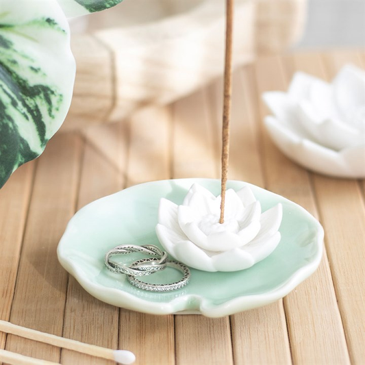 Lotus Flower Incense Stick Holder and Trinket Dish, image 1 of 6