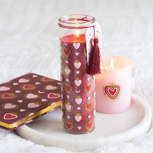 Sacred Heart Print Black Fig Tube Candle, image 1 of 5