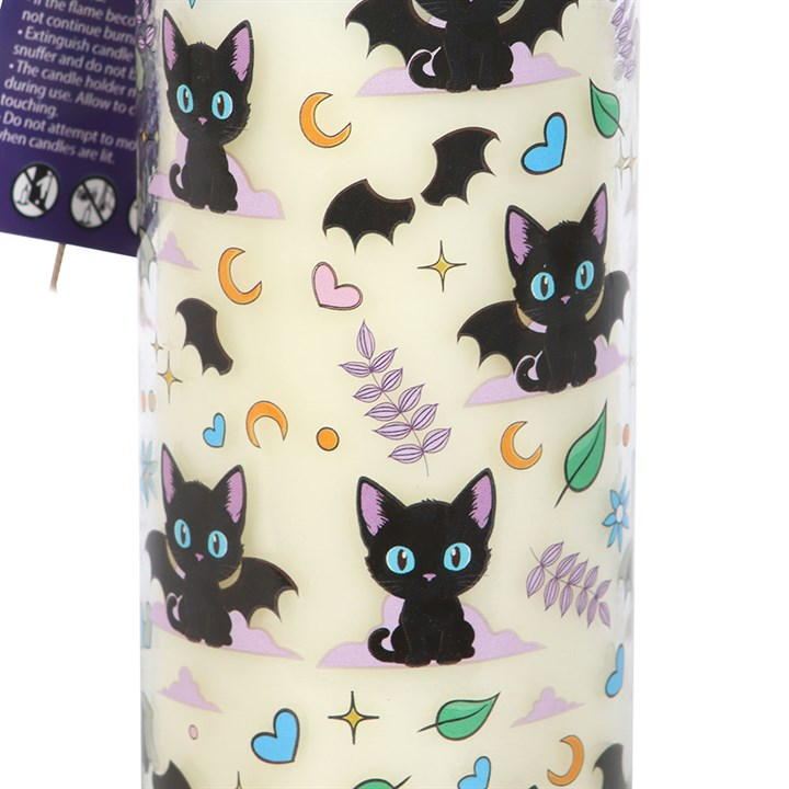 Cute and Creepy Cat Print Lavender Tube Candle, image 3 of 5