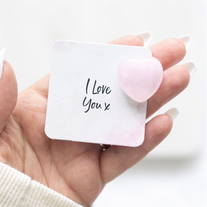 I Love You Rose Quartz Crystal Heart in a Bag, image 4 of 5