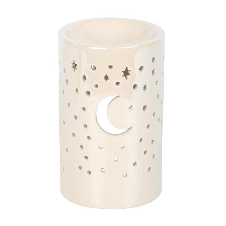 Iridescent White Moon Pillar Oil Burner, image 2 of 6