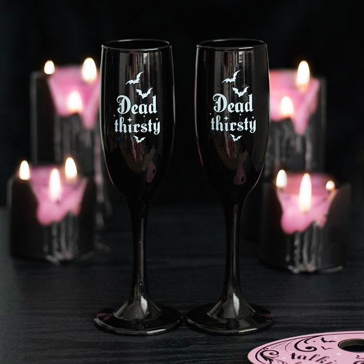 Set of 2 Dead Thirsty Champagne Flutes, image 1 of 5