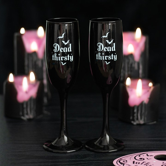 Set of 2 Dead Thirsty Champagne Flutes, image 1 of 5