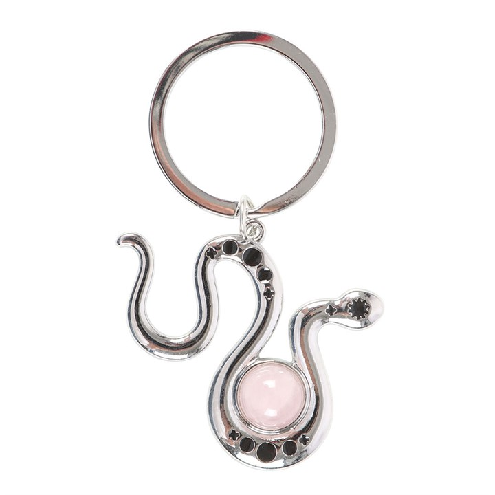 Snake Keyring with Rose Quartz Crystal, image 4 of 5