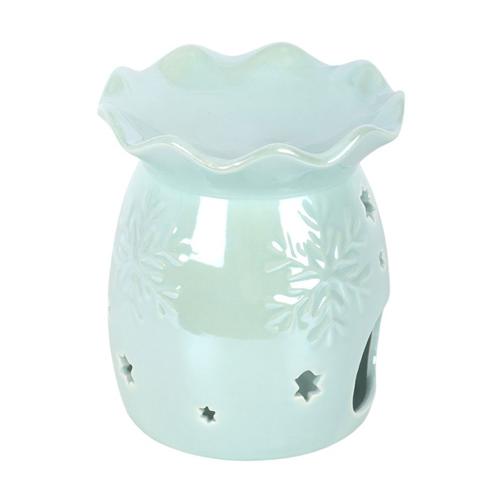 Iridescent Blue Snowflake Oil Burner and Wax Warmer, image 4 of 7