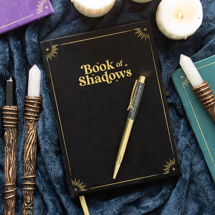 Book of Shadows Journal with Black Obsidian Crystal Pen, image 1 of 6