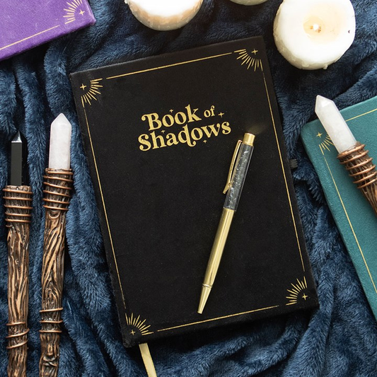 Book of Shadows Journal with Black Obsidian Crystal Pen, image 1 of 6