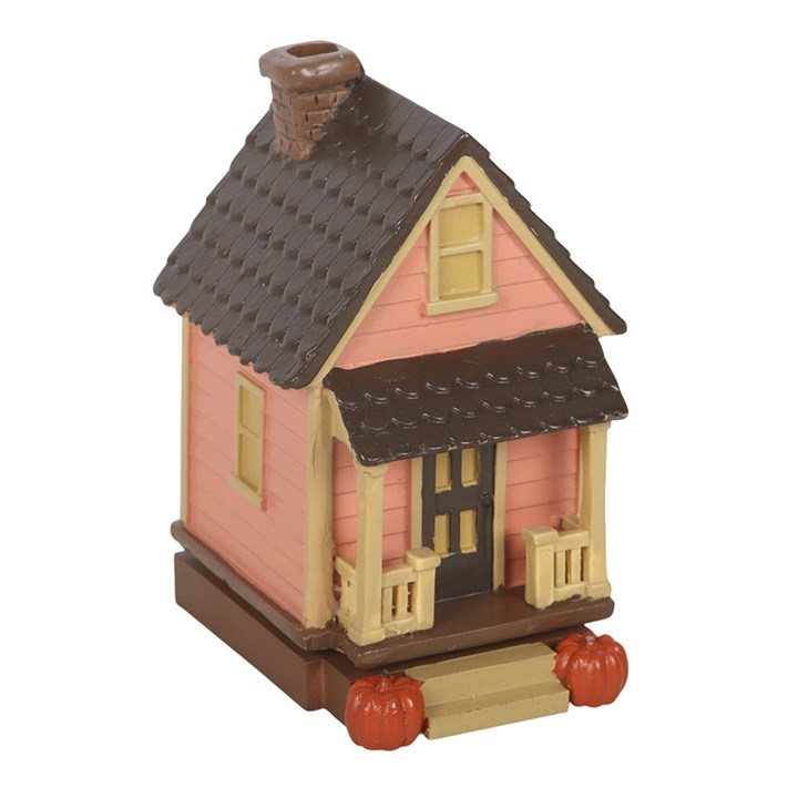 Pink House Incense Cone Burner with Pumpkins, image 3 of 6