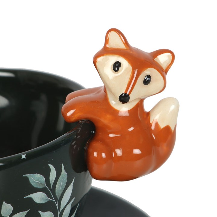 Green Forest Teacup with Fox, image 3 of 5