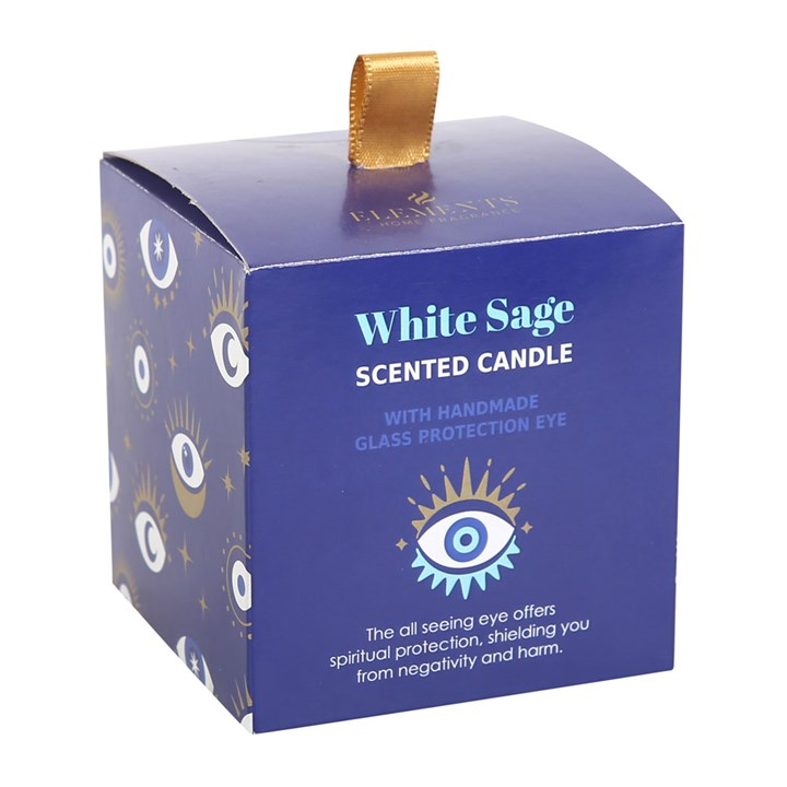 All Seeing Eye White Sage Crystal Chip Protection Candle, image 5 of 6