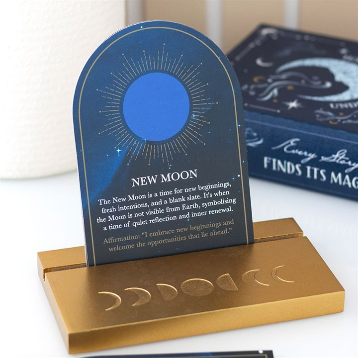 Set of 8 Moon Phase Cards with Wooden Stand, image 1 of 5